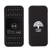 Беспроводное зарядное устройство "Sticky SOFTTOUCH", 10000 mAh с подсветкой логотипа и присосками (черный)
