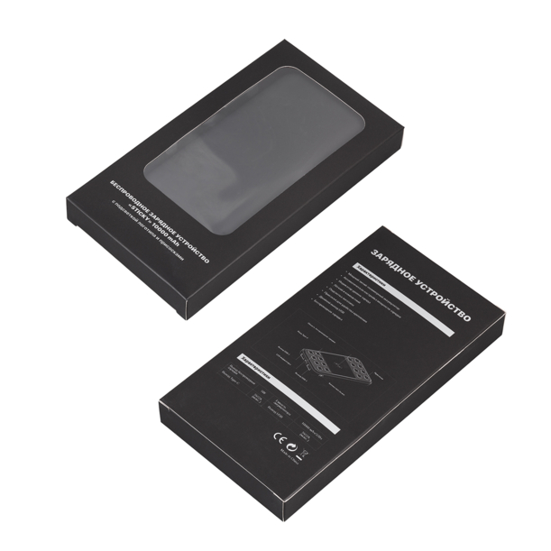 Беспроводное зарядное устройство "Sticky SOFTTOUCH", 10000 mAh с подсветкой логотипа и присосками (черный) (Изображение 6)