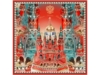 Платок «Кремль - Москва - Фаберже» (красный) (Изображение 1)