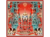 Платок «Кремль - Москва - Фаберже» (красный)