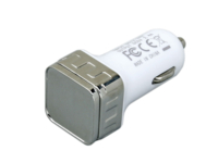 Квадратная автомобильная зарядка на 2 USB-порта (серебристый)