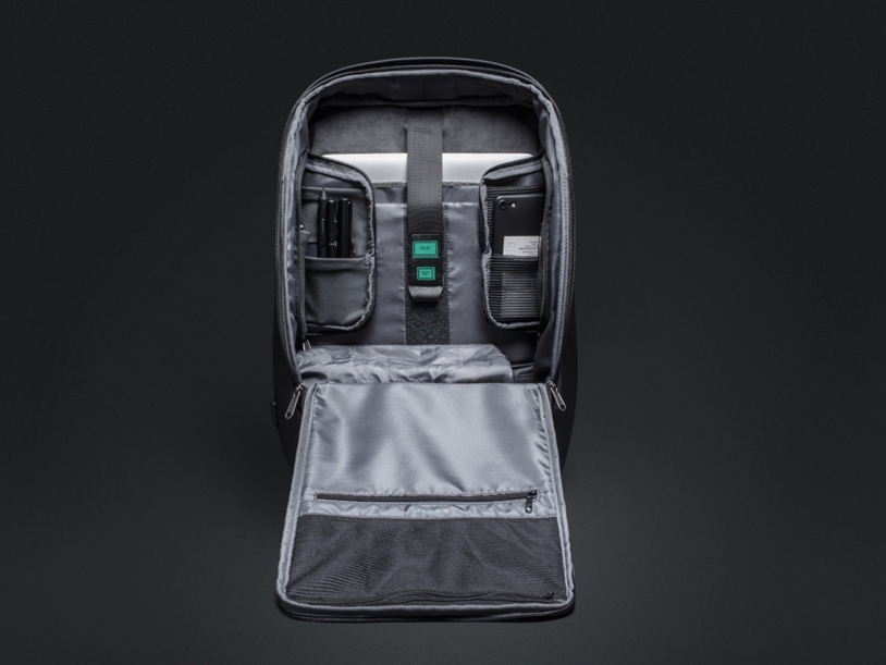 Водостойкий антикражный рюкзак FlexPackPro для ноутбука 15.6" (серый/черный) (Изображение 8)