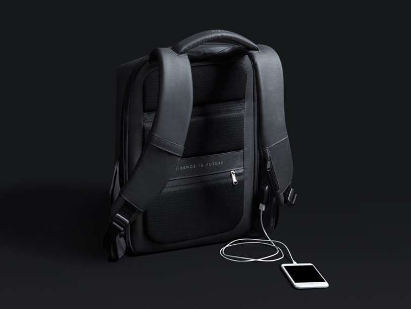 Водостойкий антикражный рюкзак Hipack для ноутбука 15.6" (черный) (Изображение 9)
