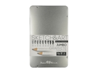 Набор из 9 утолщенных чернографитовых карандашей «Sketch &amp; Art» HB - 14B (серебристый)