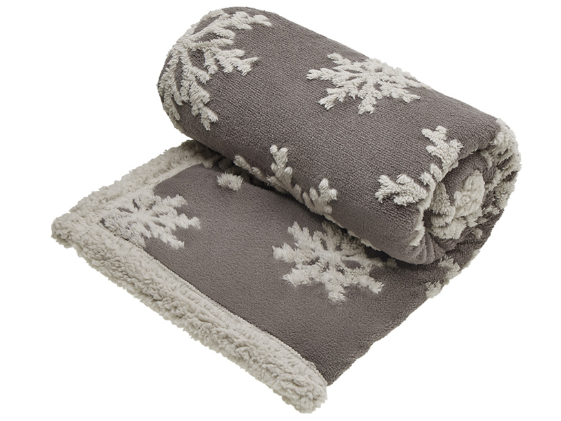 Плед Snowflake новогодний с капюшоном (серый) (Изображение 3)
