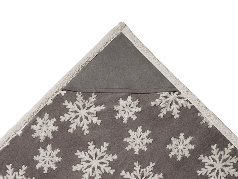 Плед Snowflake новогодний с капюшоном (серый) (Изображение 7)