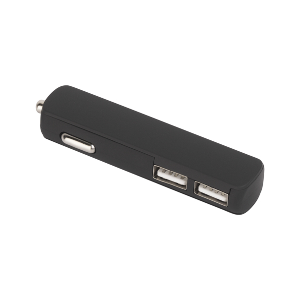 Автомобильное зарядное устройство "Slam" с 2-мя разъёмами USB, покрытие soft touch (черный) (Изображение 2)
