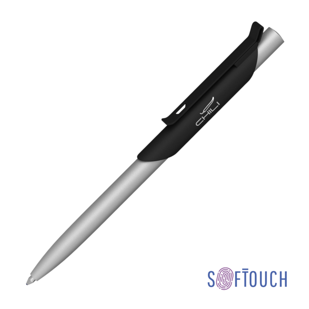 Ручка шариковая "Skil", покрытие soft touch (черный с серебристым) (Изображение 1)