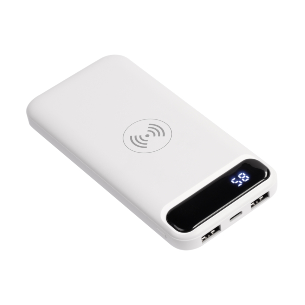 Беспроводное зарядное устройство "Quantum", 10000 mAh с цифровым индикатором заряда (белый) (Изображение 6)