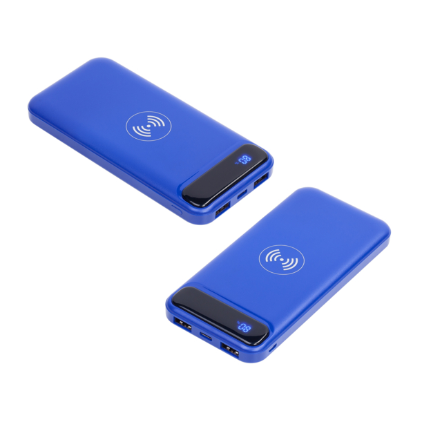 Беспроводное зарядное устройство "Quantum", 10000 mAh с цифровым индикатором заряда (синий) (Изображение 6)