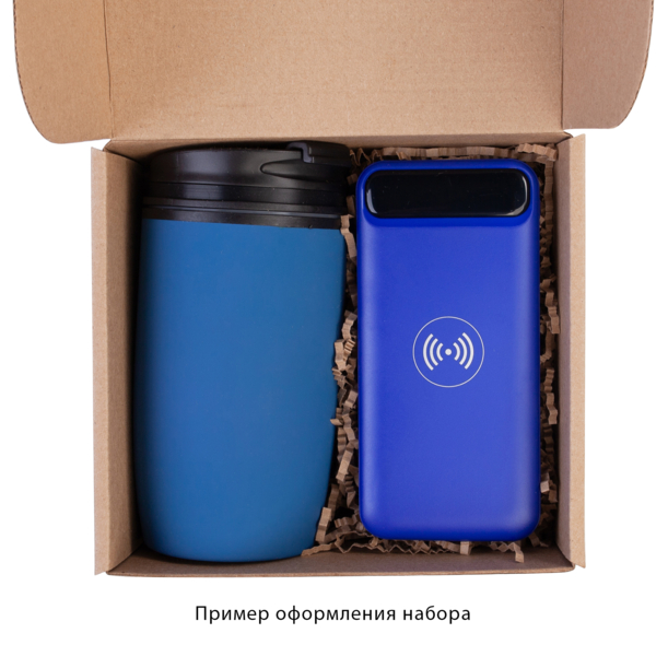 Беспроводное зарядное устройство "Quantum", 10000 mAh с цифровым индикатором заряда (синий) (Изображение 9)