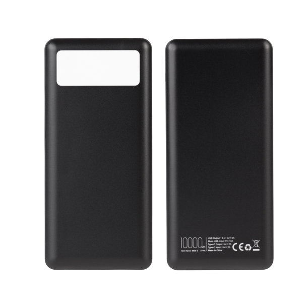 Зарядное устройство "Lumos" 10000 mAh с фонариком, черный (черный) (Изображение 1)