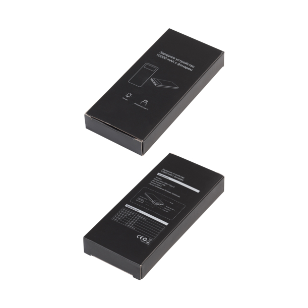 Зарядное устройство "Lumos" 10000 mAh с фонариком, черный (черный) (Изображение 5)