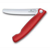 Нож для овощей VICTORINOX Швейцарская классика | Swiss Classic, складной, лезвие 11 см с волнистой кромкой, красный