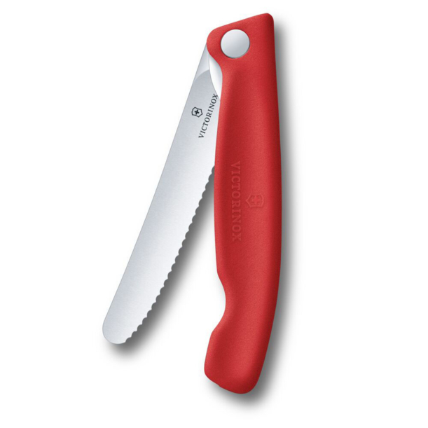 Нож для овощей VICTORINOX Швейцарская классика | Swiss Classic, складной, лезвие 11 см с волнистой кромкой, красный (Изображение 2)