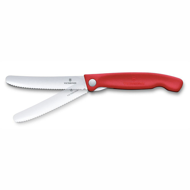 Нож для овощей VICTORINOX Швейцарская классика | Swiss Classic, складной, лезвие 11 см с волнистой кромкой, красный (Изображение 4)