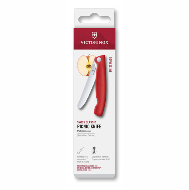 Нож для овощей VICTORINOX Швейцарская классика | Swiss Classic, складной, лезвие 11 см с волнистой кромкой, красный (Изображение 5)