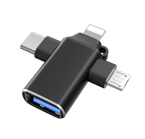 Переходник (адаптер) OTG 4 в 1 (micro USB, Lightning, Type C, USB A, speed up to 5 gigabit (Изображение 1)
