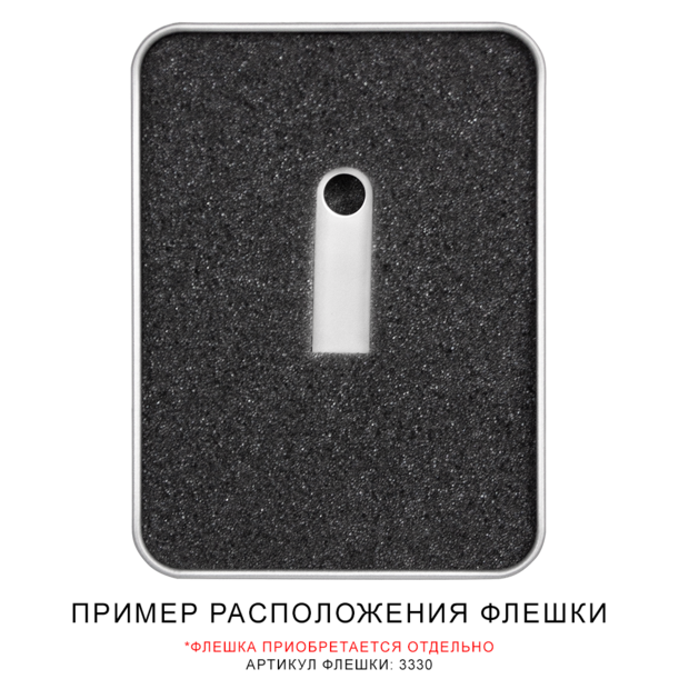 Футляр Ring для флеш накопителя металлический, размер 11,5*8,5 см, серебристый (Изображение 2)