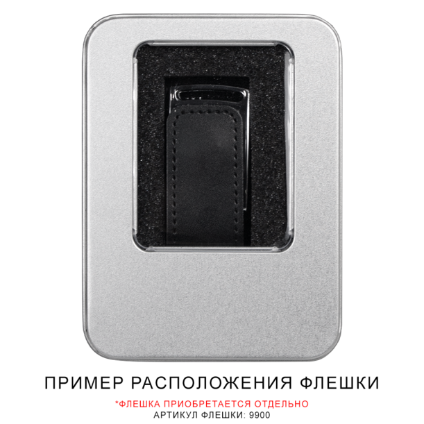 Футляр Shine для флеш накопителя металлический, размер 11,5*8,5 см, серебристый (Изображение 4)