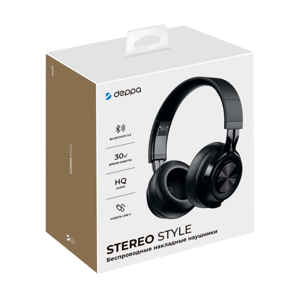 Беспроводные накладные наушники Stereo Style, BT 5.3, 400мАч (черный) (Изображение 6)