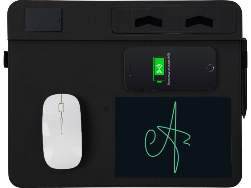Многофункциональный коврик для мыши «Multi Pad» с беспроводной зарядкой и LCD экраном, 10 Вт (Изображение 3)