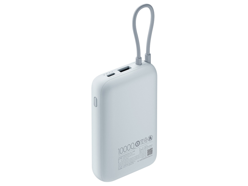 Внешний аккумулятор со встроенным кабелем Mi Power Bank (Integrated Cable), 10000 мАч (голубой лед) (Изображение 5)