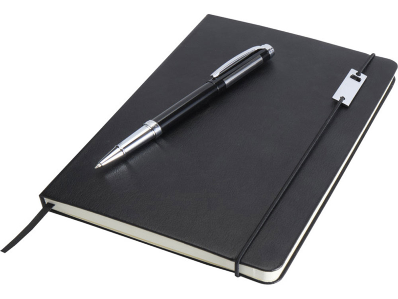 Набор «Legato Elegance» с блокнотом А5 и ручкой-роллер (черный/черный) (Изображение 4)