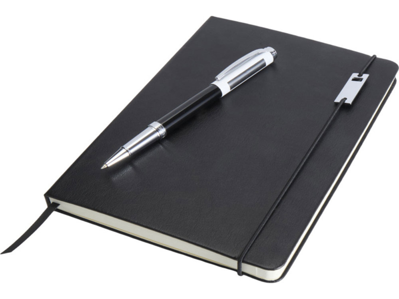 Набор «Legato Elegance» с блокнотом А5 и ручкой-роллер (черный/белый) (Изображение 4)