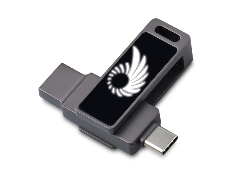 USB3.0/ Type-C флешка 2в1 на 32 ГБ «Спинлайт» с подсветкой (Изображение 1)