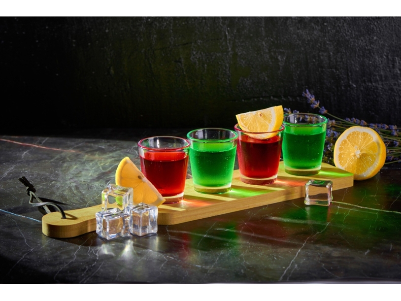 Набор стопок на бамбуковой подставке «Shots» (прозрачный, натуральный) (Изображение 5)