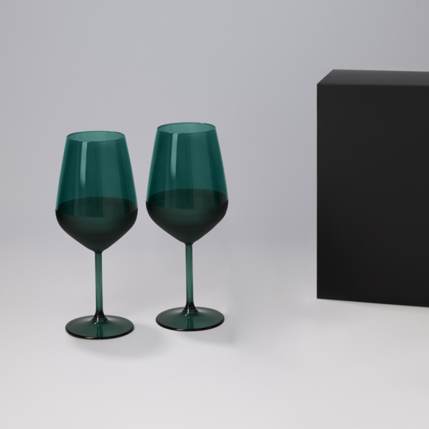 Подарочный набор 2 бокала для вина Эмеральд (Emerald) в черной коробке (Изображение 1)