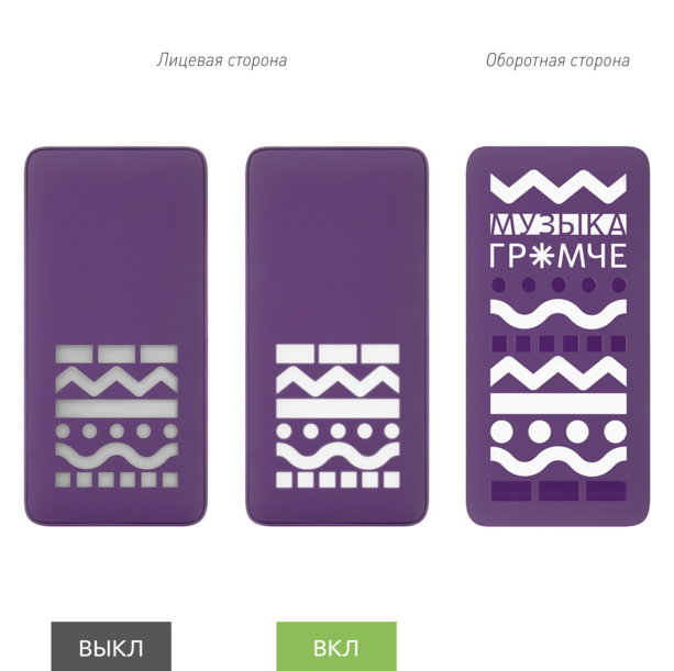 Внешний аккумулятор с подсветкой Анкор Плюс PD (Ancor PD Plus) 10000 mAh, фиолетовый (Изображение 11)