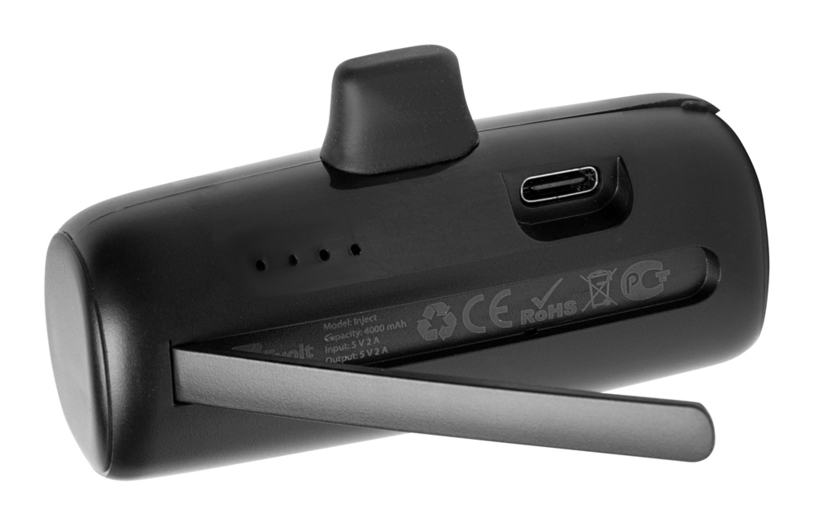 Внешний аккумулятор с разъёмом Type-C «Inject», 4000 mAh (черный) (Изображение 6)