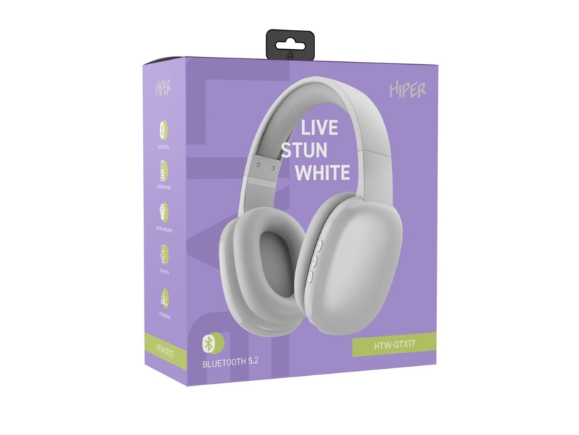 Беспроводные накладные наушники «LIVE STUN» (белый) (Изображение 9)