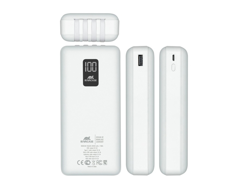 Внешний аккумулятор с дисплеем и встроенными кабелями VA2220, 20000 mAh (Изображение 4)