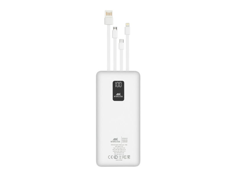 Внешний аккумулятор с дисплеем и встроенными кабелями VA2220, 20000 mAh (Изображение 8)