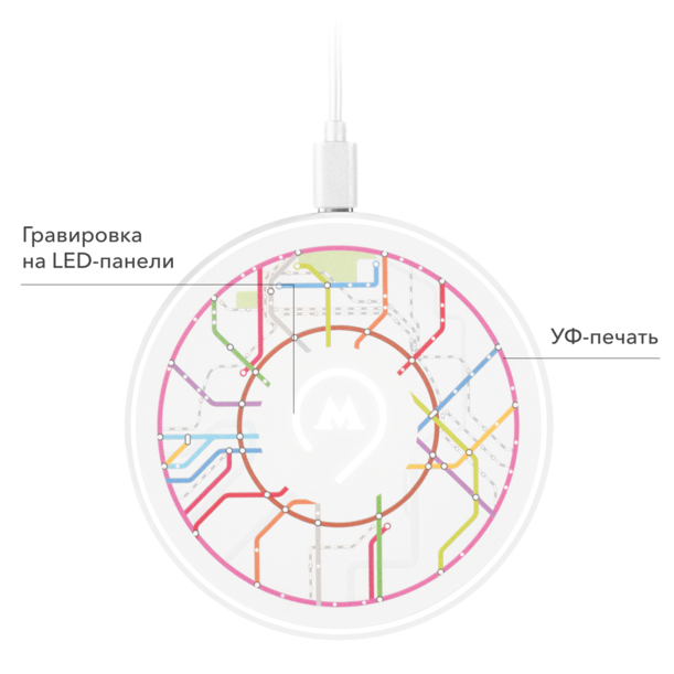 Беспроводное зарядное устройство с подсветкой 15W Аурис (Auris), белое (Изображение 9)