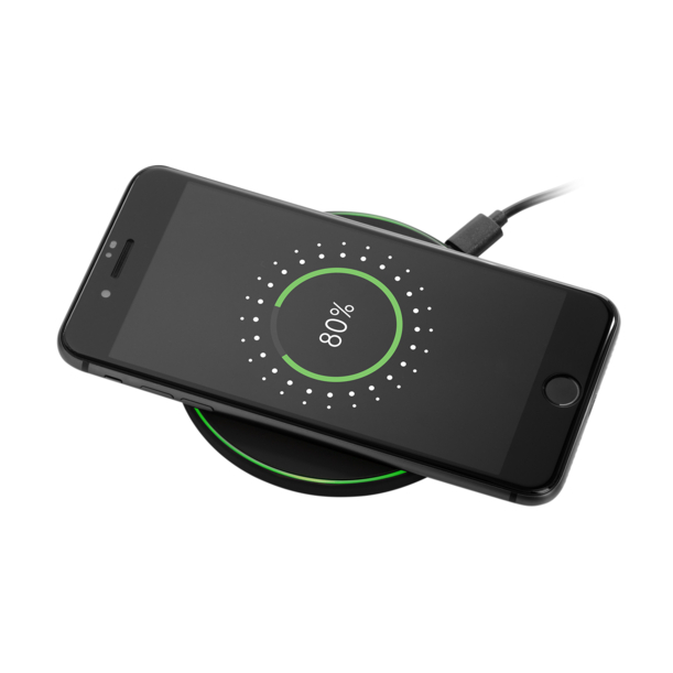 Беспроводное зарядное устройство с подсветкой 15W Аурис (Auris), черное (Изображение 4)