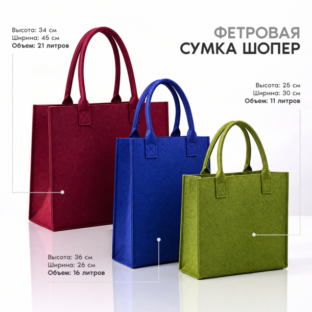Сумка-шопер 202 (Синий электрик) (Изображение 2)