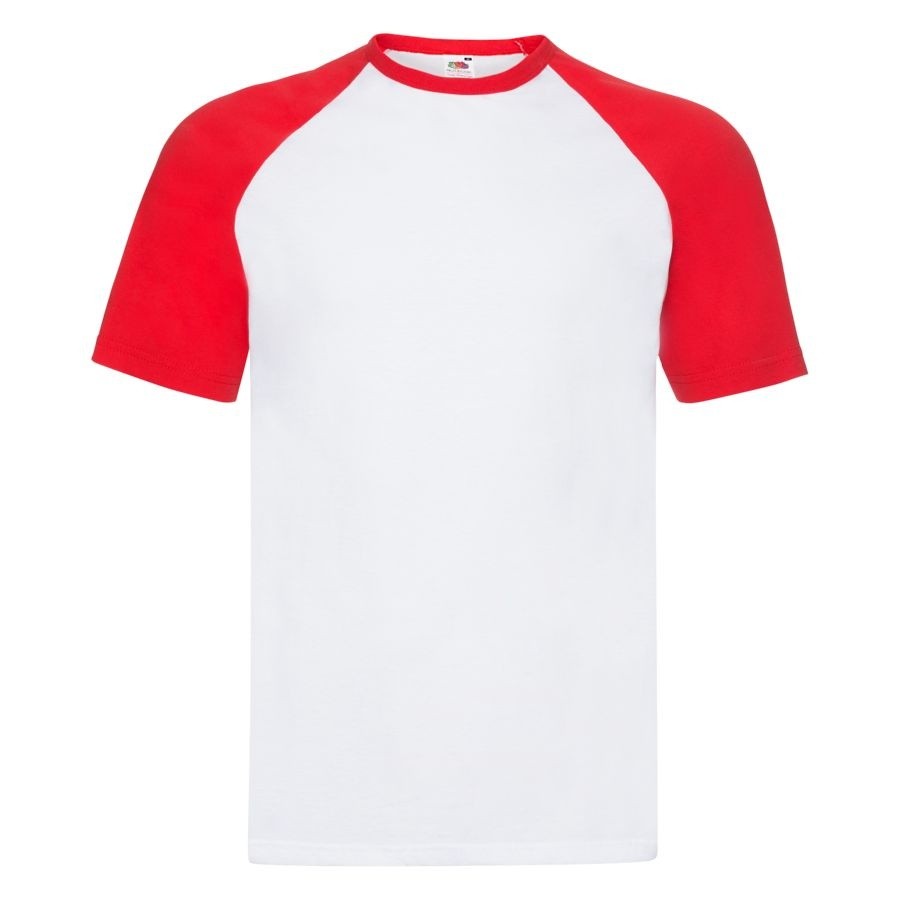 Футболка "Short Sleeve Baseball T", белый с красным_2XL, 100% х/б, 160 г/м2