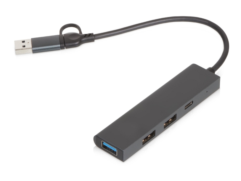 USB-хаб «Command» с коннектором 2-в-1 USB-C и USB-A, 2.0/3.0 (черный) (Изображение 1)