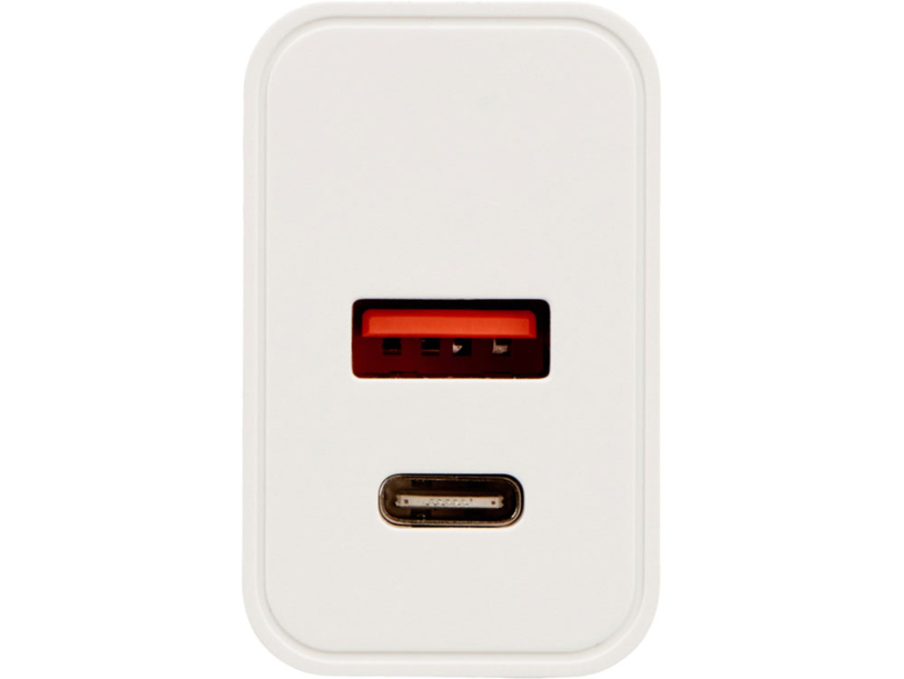 Сетевое зарядное устройство c выходами USB-A и USB-C и быстрой зарядкой QC/PD «Recharger Pro», 30 Вт (белый) (Изображение 3)