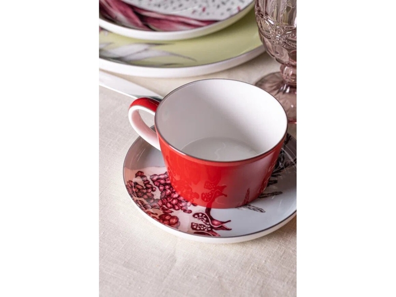 Набор чашка и блюдце «TEA SET 1 BLU» (голубой/красный) (Изображение 7)