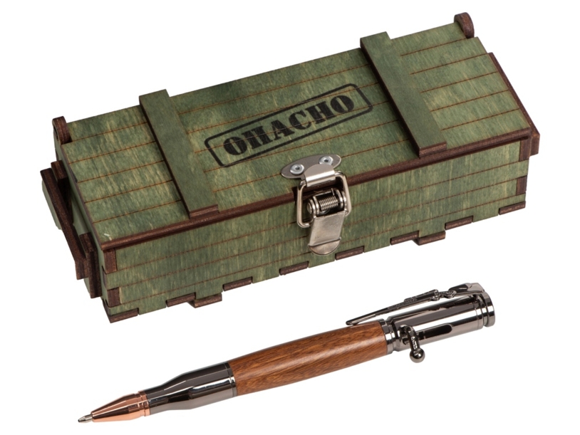 Ручка шариковая Падук (ручка- коричневый, gun, розовое золото, подарочная коробка- зеленый) (Изображение 2)
