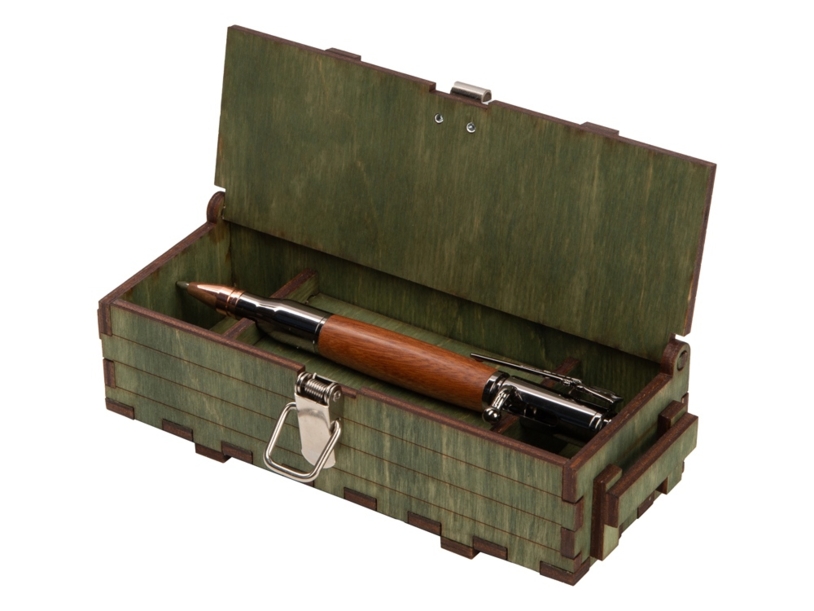 Ручка шариковая Падук (ручка- коричневый, gun, розовое золото, подарочная коробка- зеленый) (Изображение 4)