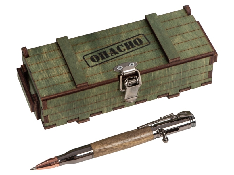Ручка шариковая Орех (ручка- коричневый, gun, розовое золото, подарочная коробка- зеленый) (Изображение 2)