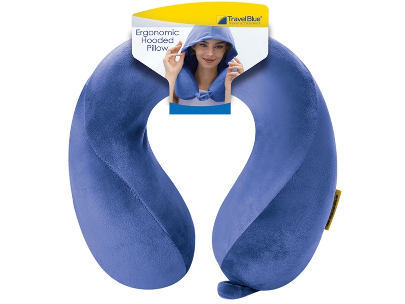 Подушка для путешествий с эффектом памяти, с капюшоном «Hooded Tranquility Pillow» (синий) (Изображение 2)