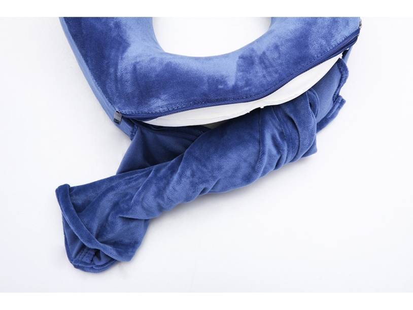 Подушка для путешествий с эффектом памяти, с капюшоном «Hooded Tranquility Pillow» (синий) (Изображение 3)