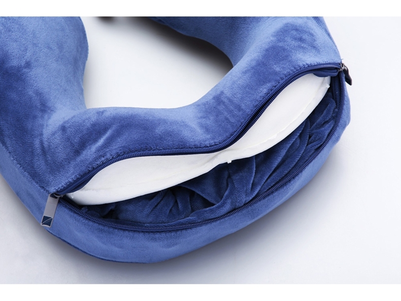 Подушка для путешествий с эффектом памяти, с капюшоном «Hooded Tranquility Pillow» (синий) (Изображение 7)